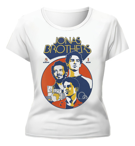 Remera Jonas Brothers One Night 5 Albums Tour Diseños Dama