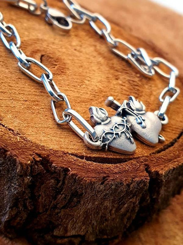Imagem 2 de 7 de Pulseira Corrente Inox Sagrados Corações
