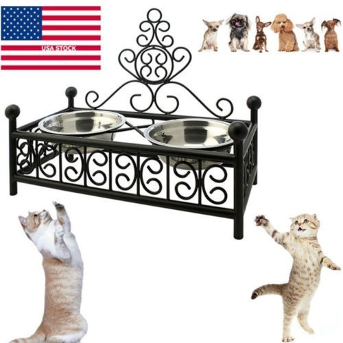 Imagen 1 de 1 de Hierro Forjado Caliente Perro Gato Comedero Metal Elevado So