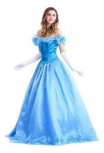 Vestido Princesa Cenicienta Para Mujer Cos Adulto Halloween