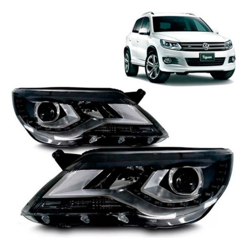 Par Farol Tiguan 2013 2014 15 16 2017 Com Led Mascara Negra