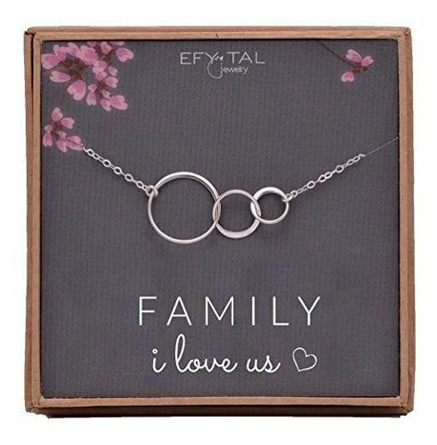 Collar - Efytal Family I Love Us Collar De Plata Esterlina P