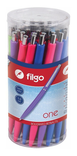 Boligrafo Lapicera Filgo One Azul Trazo 1mm Retractil X36u Color Del Exterior