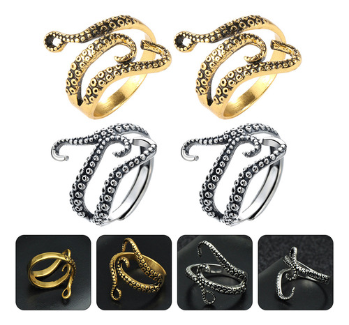 Anillos Góticos Con Forma De Pulpo Dividido En Forma De Pulp