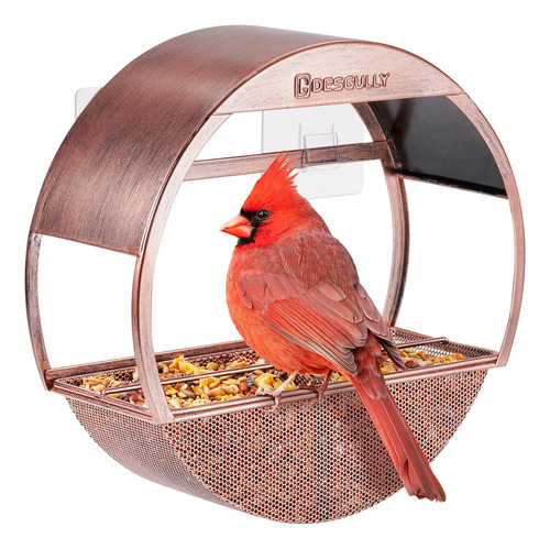 Casita Comedor Para Pajaros Metalico Para Ventana - Redonda