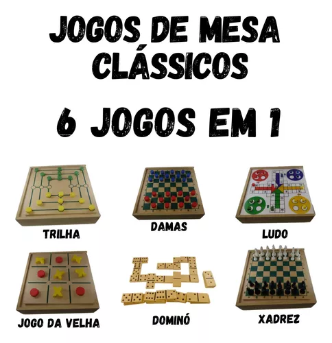 Jogos De Tabuleiro 6x1 Xadrez Damas Ludo Trilha Velha Resta1