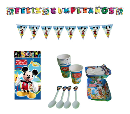 Kit Decoracion Completo Vasos+platos Mickey Mause 12niños