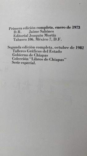 Jaime Sabines. Algo Sobre La Muerte Del Mayor Sabines (Usado)