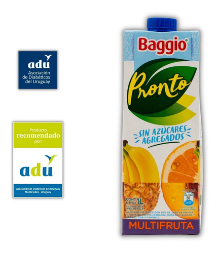 Imagen 5 de 5 de Jugo Baggio 1 Litro Sku.1106 Sello Adu - Diabetes