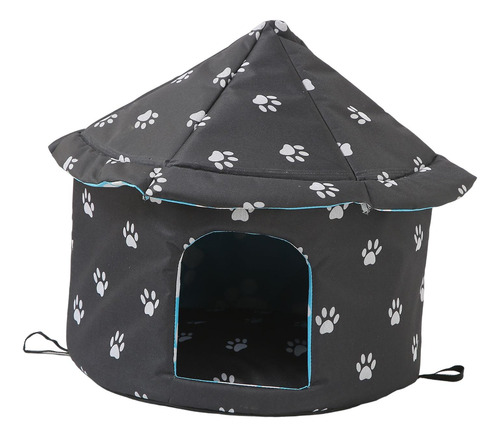Refugio Para Gatos Callejeros Impermeable Redondo S Negro
