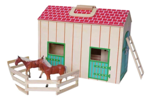 De Caballos De Madera En Miniatura, Casa De Muñecas, Mesa