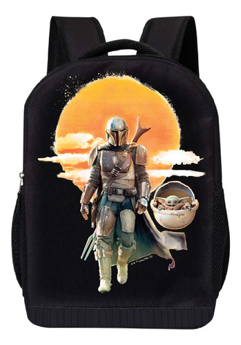 Star Wars Mochila Mandaloriana Negra  Bolsa Acolchada De.