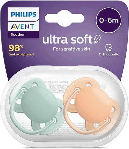 Chupon Ultra Soft Philips Avent Bebe 2 Piezas 0-6m Original