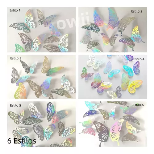 Mariposas Decorativas, 72pzs , 3d Pared Colore Metalicos Hueco