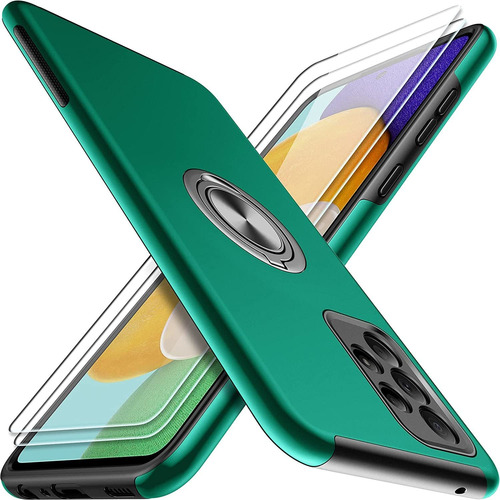 Funda Para Samsung Galaxy A52 5g, Verde/resistente/anillo