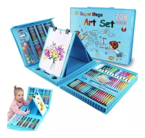 Set De Arte Niños Marcadores Crayolas Acuarelas Colores Az