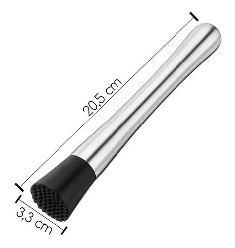 Socador Para Caipirinha Frutas Em Aço Inox - Top Util - 21cm Cor Prateado
