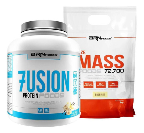 Kit Fusion Protein 2kg + Size Mass 3kg - Brnfoods Sabor Baunilha