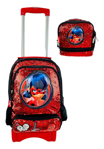 Mochila De Carro Y Lonchera Miraculous Lady Bug Primaria