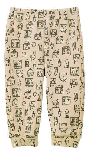 Pantalón Largo Bebé Con Puño Naranjo Estampado