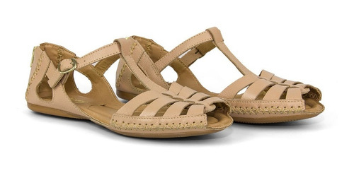 Sandalias Femininas Rasteiras Moleca Em Couro Confortavel