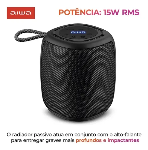 Caixa de Som Speaker Aiwa AWS-SP-03-B Bluetooth IPX4 RGB Preto