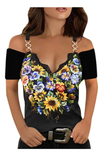 Blusa E Para Mujer Con Estampado Floral Roto Y Cuello En V H