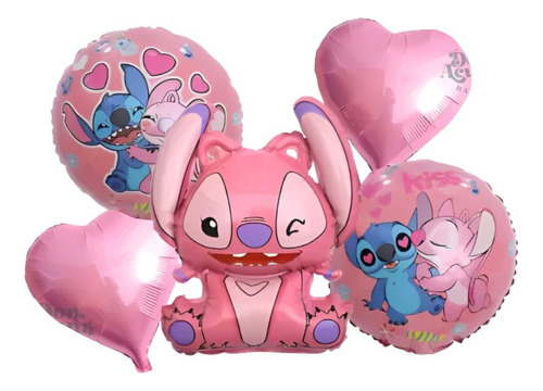 Pack 5 Globos Metalizados Ángel De Stitch Bazar Don Acuña