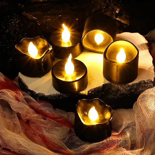 Lámpara De Vela Led Negra Que Funciona Con Pilas