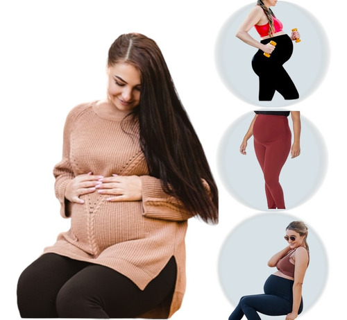 Pantalón Leggins Para Embarazo En Algodón De Alta Densidad 