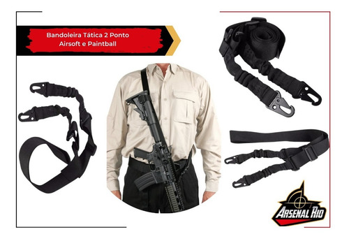Bandoleira Tática 2 Ponto Airsoft Paintball Elástico Forte
