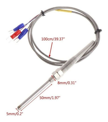 Pt100 3hilos 0-400°c M8 5cm Bulbo Sensor De Temperatura A18