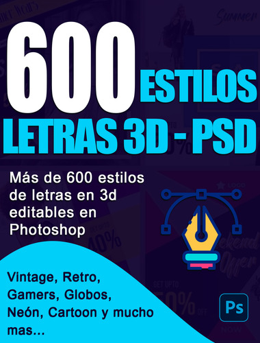 Pack Diseño Gráfico +600 Letras 3d Edt Photoshop Lettering
