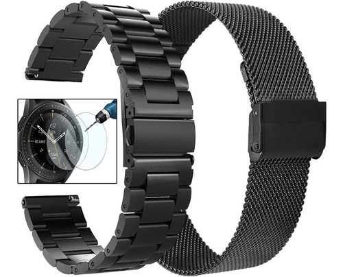 2 Mallas De Metal  Y Vidrio Para Samsung Galaxy Watch (42mm)