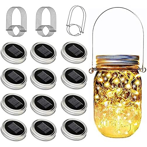 Mason Jar Solar Lights, 12 Pack 30 Led Solar Fairy Ligh...