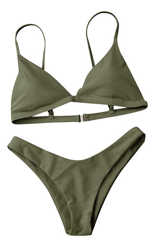 Conjunto De Bikini De Playa Con Sujetador Acolchado Para Muj