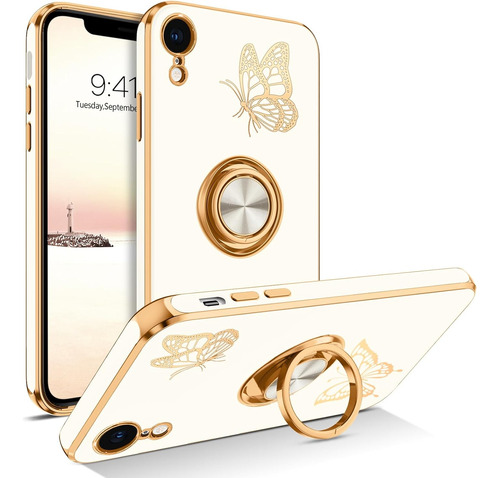 Funda Para iPhone XR Con Diseño De Mariposa Dorada