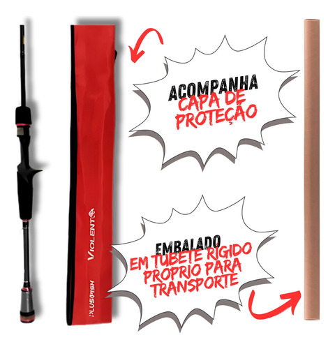 Vara De Pescar Plusfish Violent P/carretilha 1,68m 8-17lb Cor Preto