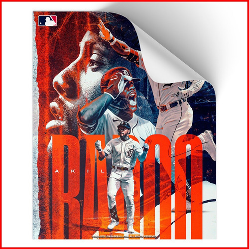 Poster Adherible Béisbol Tigres Detroit Akil Baddo - 52x42cm