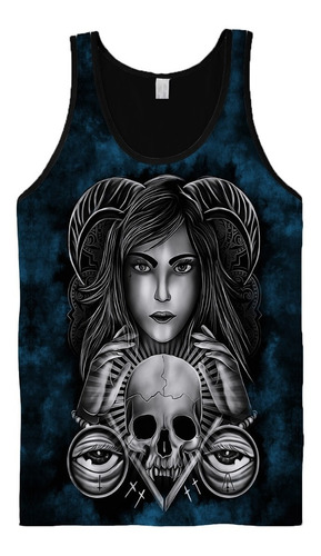 Imagem 1 de 2 de Stompy Camiseta Regata  Skull Girl Dark Caveira Tattoo