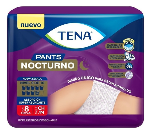 Pañal Adulto Tena Pants Nocturno Pack De 6 Elige Talla Talle Chico/Mediano