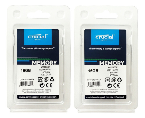Memoria RAM gamer color verde  32GB 2 Crucial CT2K16G4SFRA32A