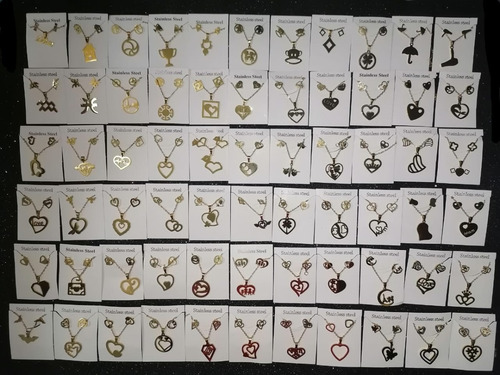 Parejo 150 Juegos De Acero Inoxidable Collar Aretes Mayoreo Dorado