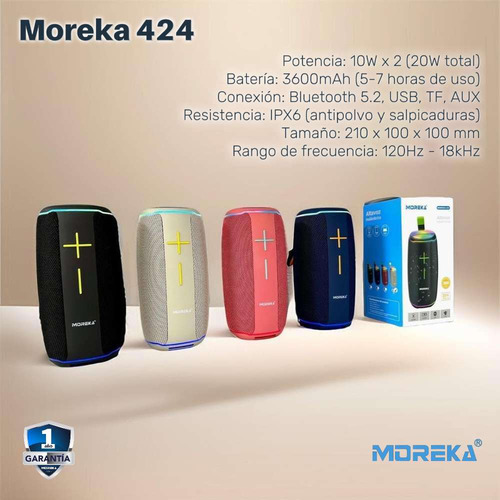 Bocina Moreka Bluetooth 20w 3600mah Resistente Al Agua