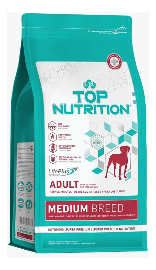 Alimento Seco Perros Adultos Raza Mediana 7.5 Kg Top Nutrition