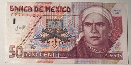 50 Pesos Morelos Famiia D Confeti Condición Xf Escaso !