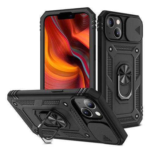 Case Para iPhone 14 Pro Max Anel E Proteção Impacto Camera Cor Preto