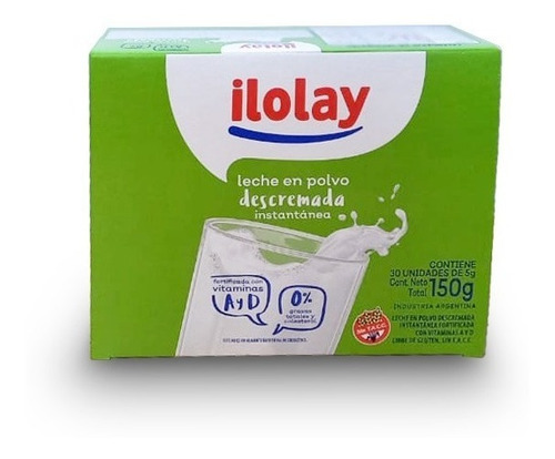 Leche En Polvo Sobres Descremada Ilolay X 90u 5gr Sin Tacc