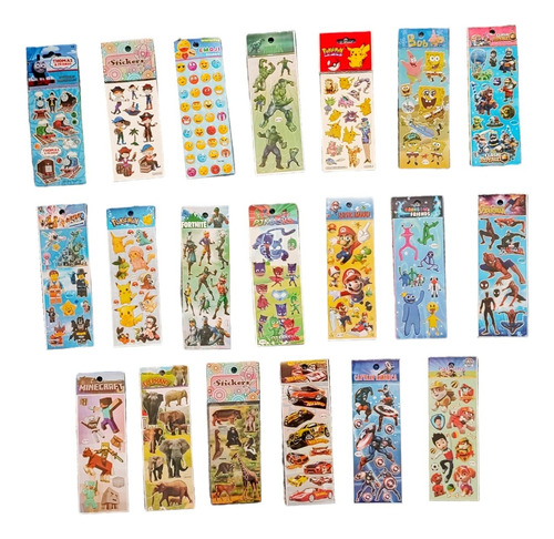  Stickers Infantiles Personajes X 20 Planchas Souvenir Calco