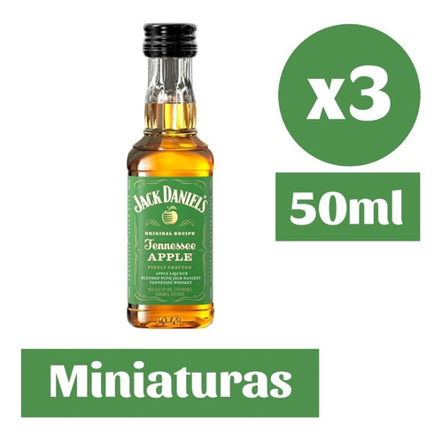 3x Whiskey Jack Daniels Miniatura 50ml Apple Fire Honey N°7